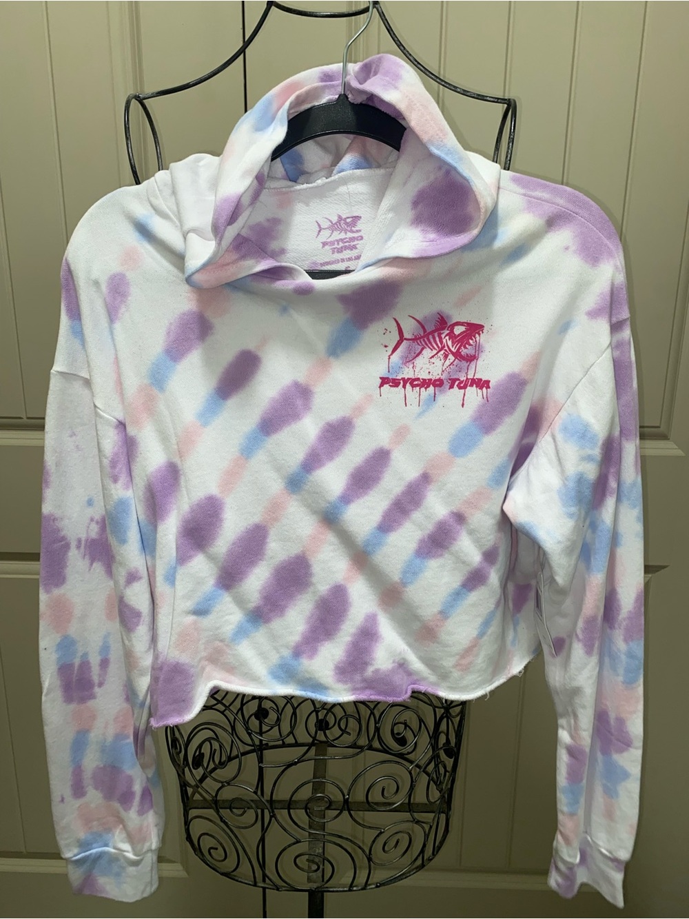 New Psycho Tuna Tie-Dye Cropped Hoodie - Purple & Pink size small - Picture 1 of 3